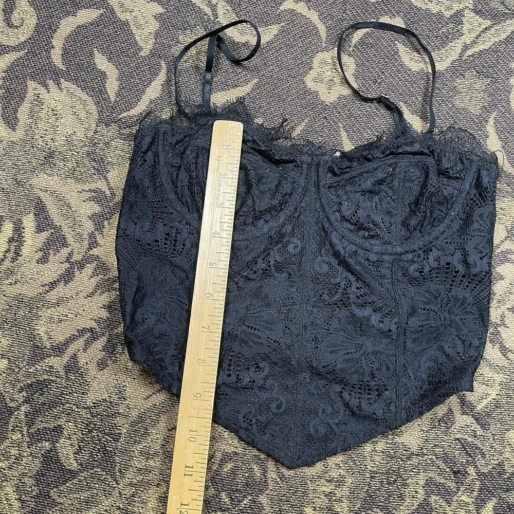 Intimately Free People Lace Corset Top Women XS Boned Underwire Black FP82422